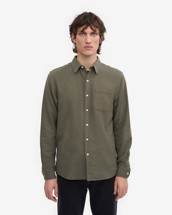 Colorful Standard Mens Organic Flannel Shirt - Dusty Olive