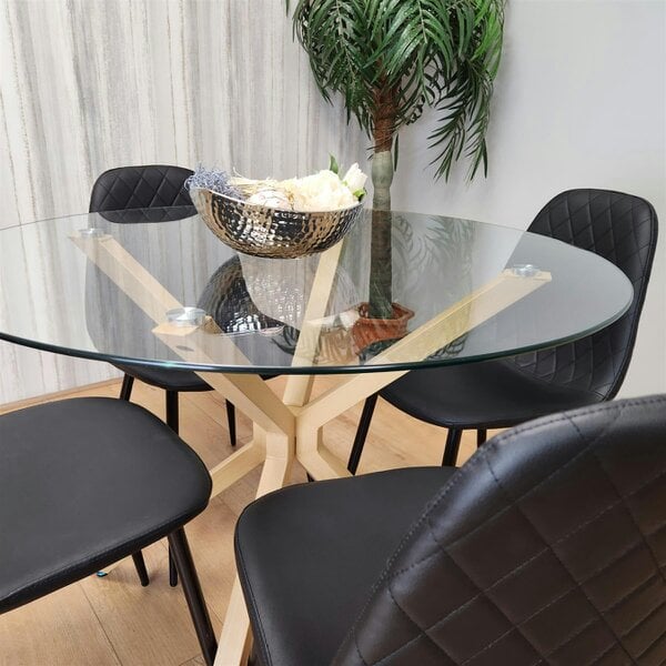 Kosy Koala Forest Round Glass Table + 4 Black gem