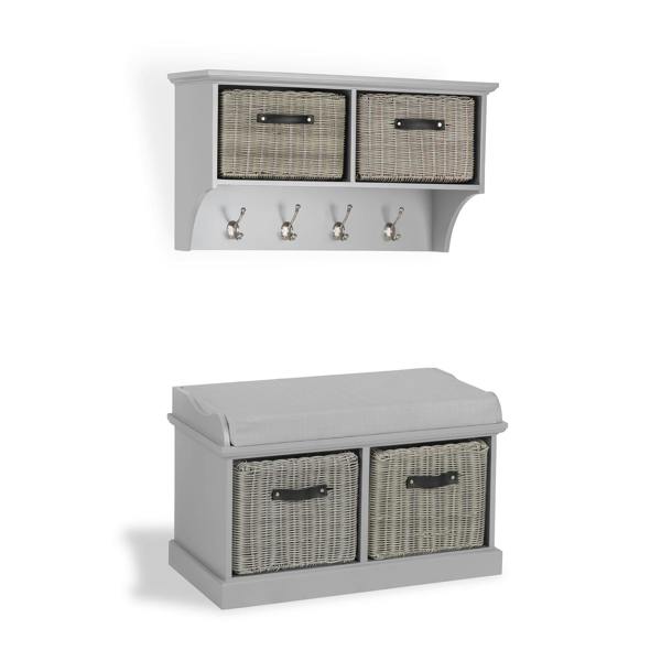 Statement Furniture Tetbury Hallway Set with Storage Baskets, Coat Hooks and Cushion Seat