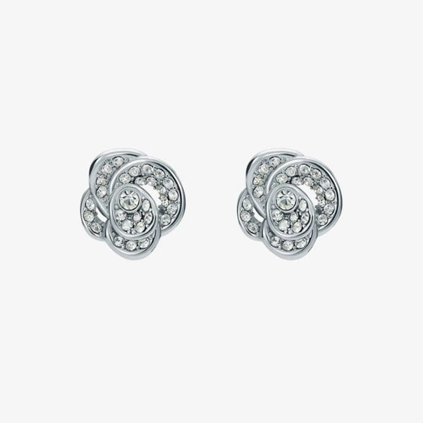 Ted Baker Florine Silver Tone Cubic Zirconia Flower Stud Earrings TBJ3848-01-02