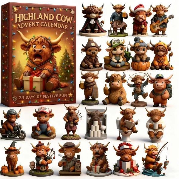 Leaper 2D Christmas Highland Cow Advent Calendar