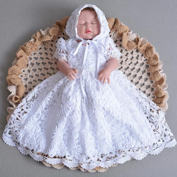 Cinda Lace Christening Gown with Bonnet