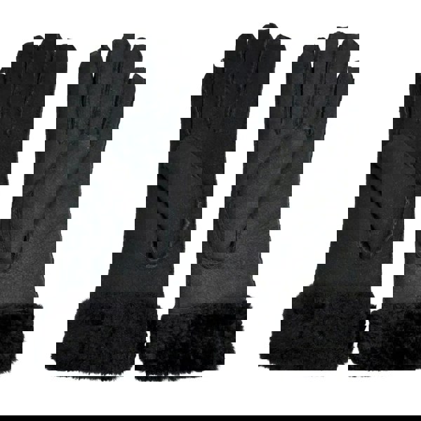 Infinity Leather Women's Plush Shearling Cuff Suede Genuine Leather Gloves