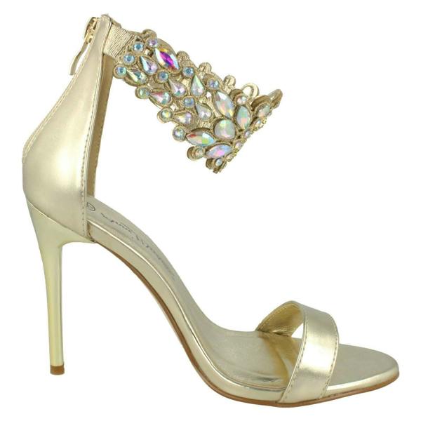 Anne Michelle Ladies Anne Michelle Jewelled Ankle Strap Heeled Sandals F10862