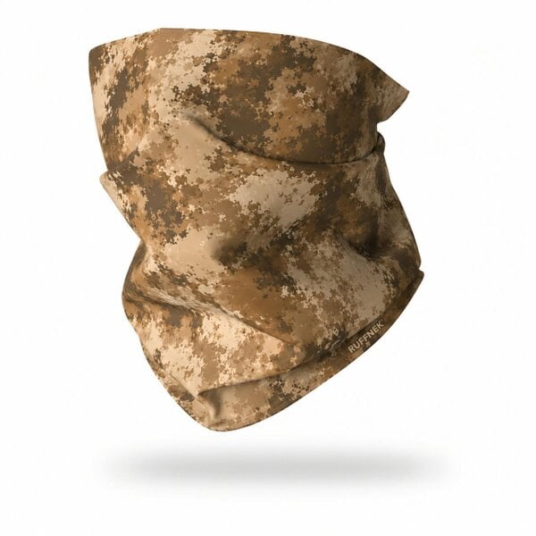 RUFFNEK Brown Moss Camo Neck Gaiter Snood for Outdoor Wear | RUFFNEK®