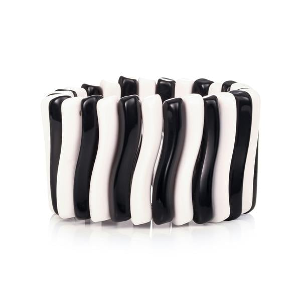 Zavana Wide Black & White Chunky Bangle Bracelet for Women