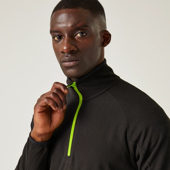 Regatta Mens Navigate Half Zip Fleece - Black/Lime Green