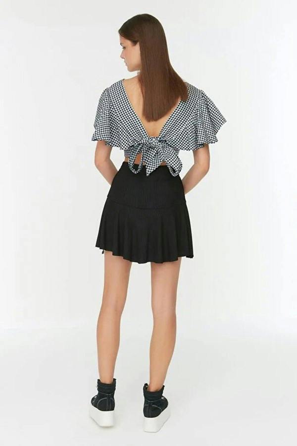 WOVCOR High Waist Mini Knitted Short Skirt