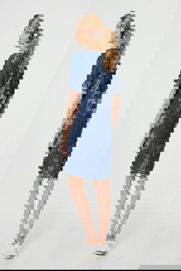 Blue | Relaxed Turn-Up 1/2 Sleeve Short Dress
