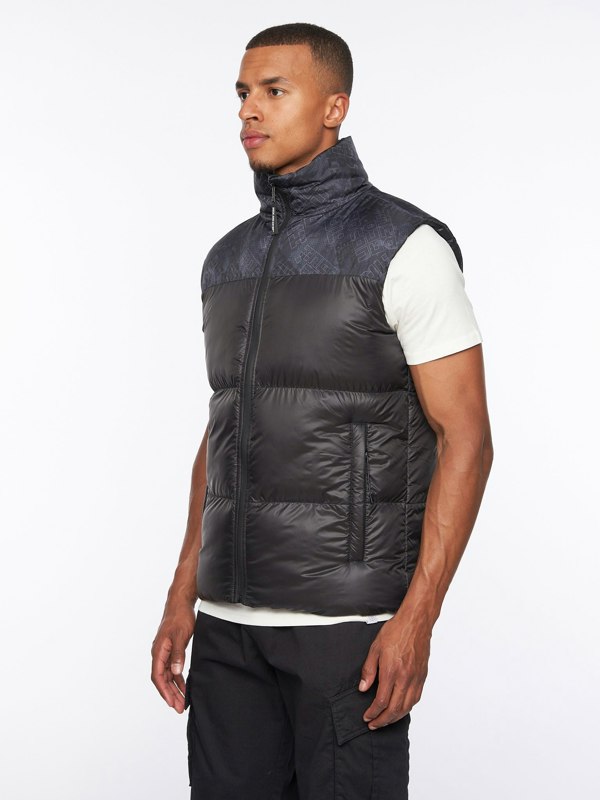 Duck and Cover Romain Padded Gilet Black Camo