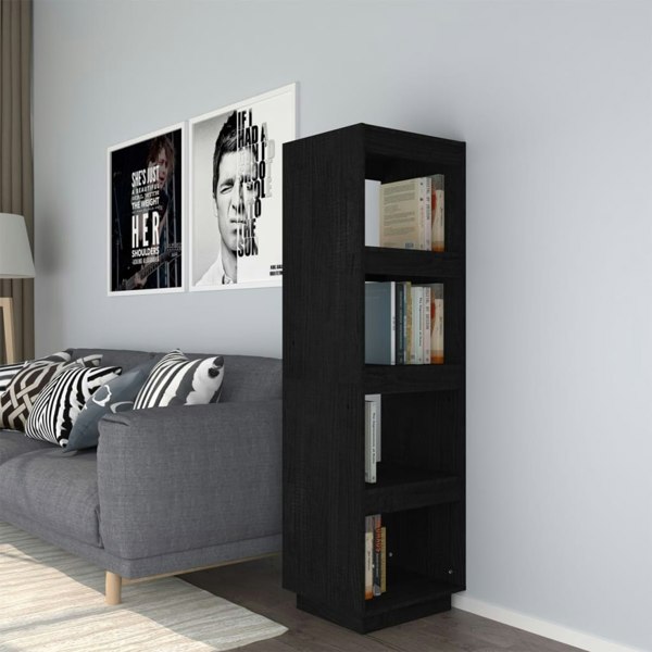 Berkfield Book Cabinet/Room Divider Black 40x35x135 cm Solid Pinewood