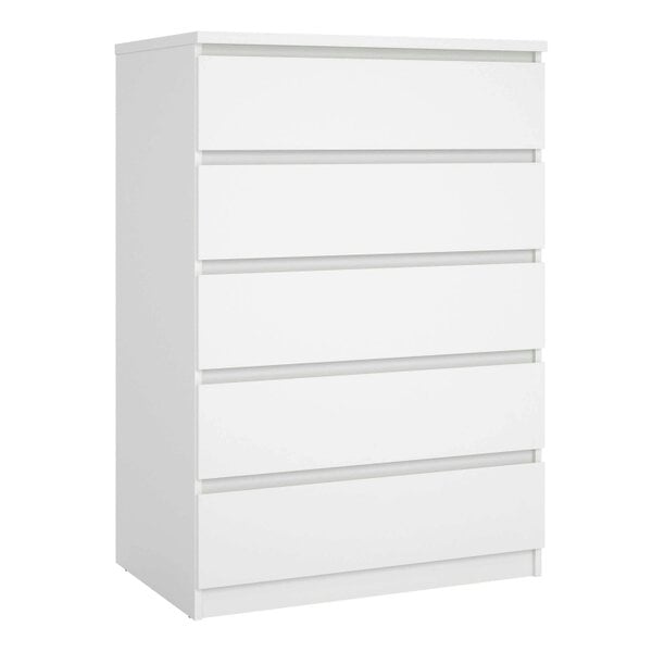 Wyld Haus Budapest White Wooden Storage Chest 5 Drawers