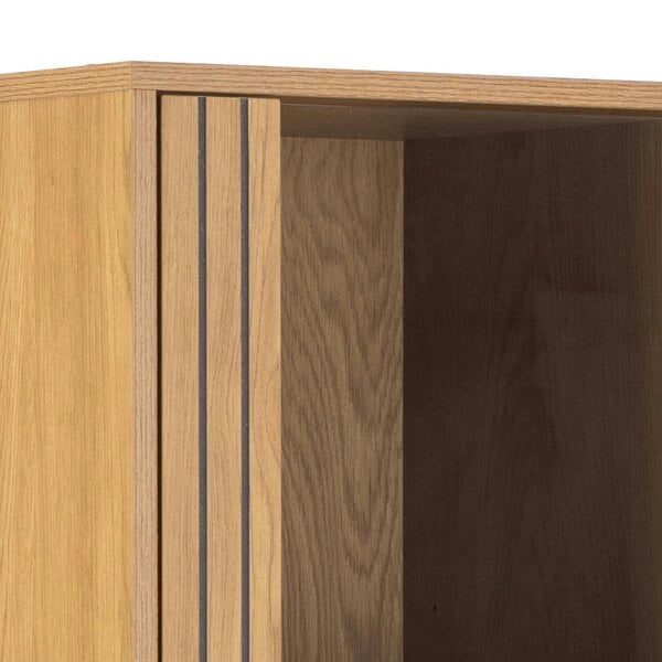 Wyld Haus Brisbane Slatted Wild Natural Oak Display Cabinet 4 doors 6 Shelves