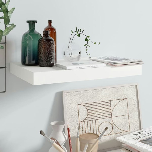 Berkfield Floating Wall Shelf High Gloss White 40x23x3.8 cm MDF