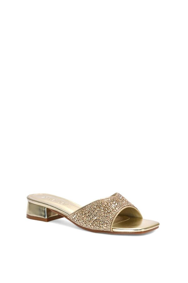 XY LONDON Low Heel Sandal Mules With Diamante Details