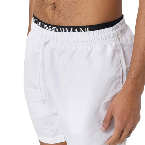Emporio Armani Beach Double Waistband Swim Shorts White