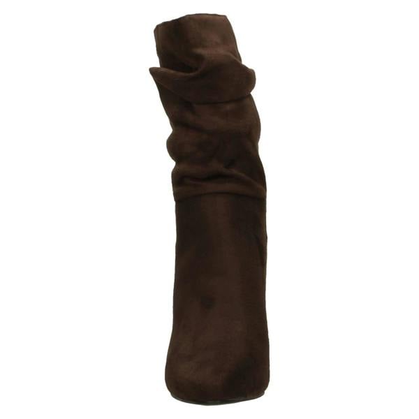 Spot On Ladies Spot On Mid Block Heel Calf Rouched Boots F51238
