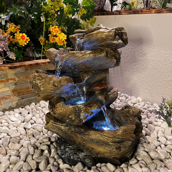 Tranquillity Water Features 5 Tier Wood Cascade Solar Water Feature