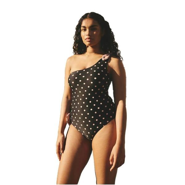 Cath Kidston Womens/Ladies Polka Dot One Shoulder One Piece Swimsuit - Black - 