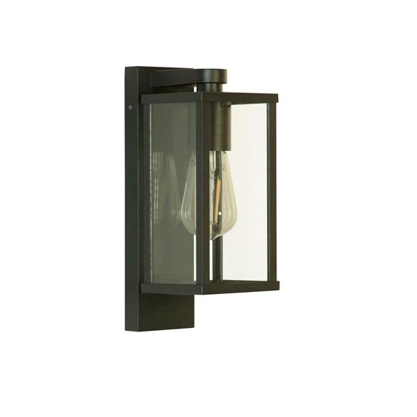 Lighting Collection Black & Clear Glass Outdoor Wall Light