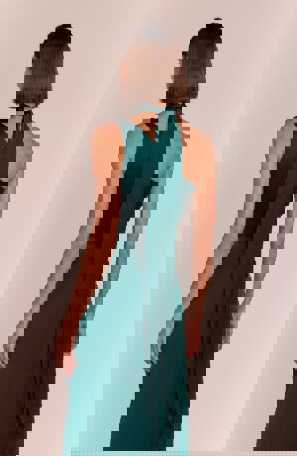 Rewritten London Porto Dress in Forest Green Satin