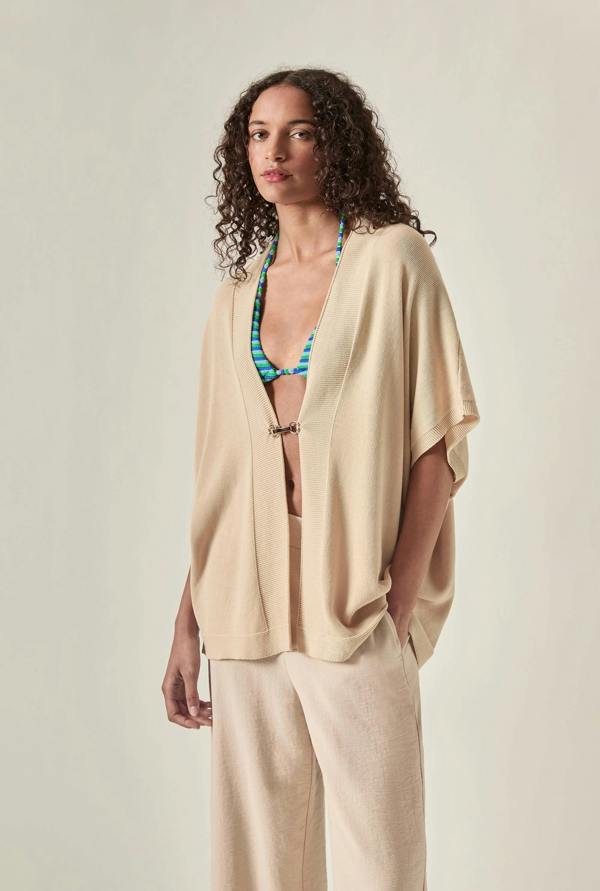 James Lakeland Relaxed Clasp Front Cover-Up - Beige