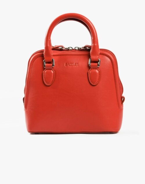 SADDLER KELLY Leather Zip Top Handbag  - Adjustable Strap, Phone Pocket, Crossbody or Handheld - RFID Protected - Red