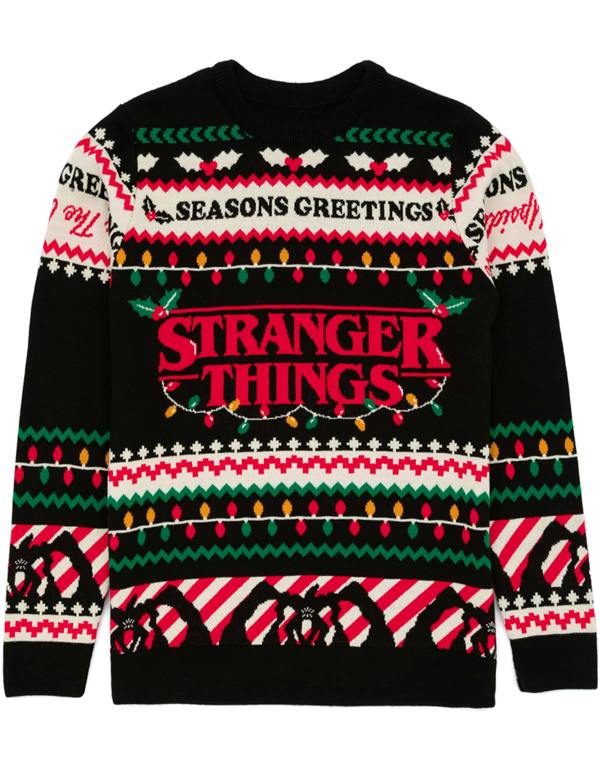 Vanilla Underground Stranger Things Unisex Black Logo Christmas Jumper