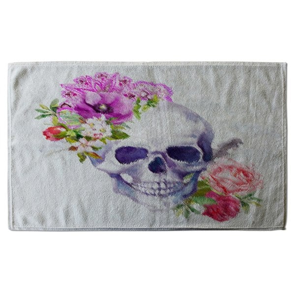 Benjamin Tate Design Human skull with flowers (Bath Towel)