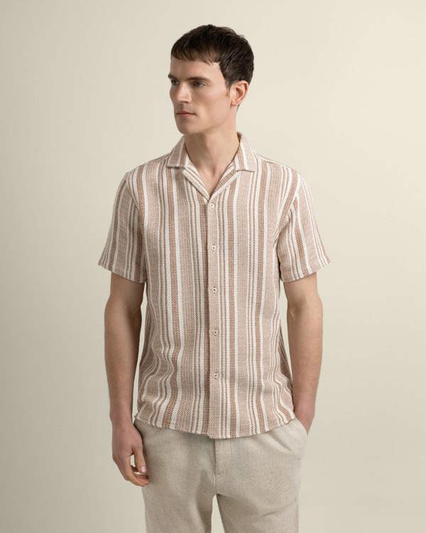 Larsson & Co Olsen - Waffle Stripe Short Sleeve Shirt
