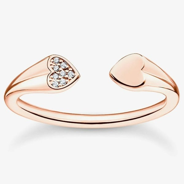 THOMAS SABO Rose Gold Plated Open Cuff Heart Ring TR2392-416-14