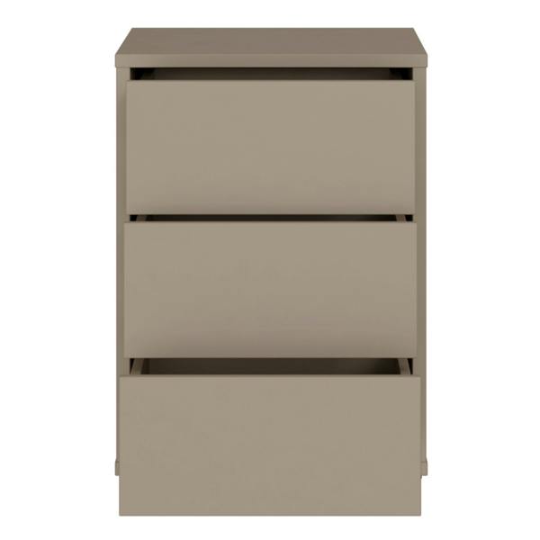 Furniture To Go Alice Springs Bedside Cabinet with 3 Drawers Push-to-Open in Taupe