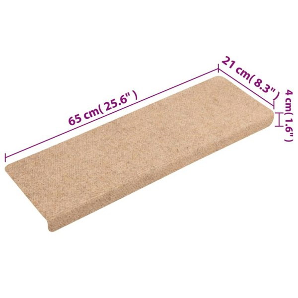 Berkfield Stair Mats 10 pcs Brown 65x21x4 cm Needle Punch