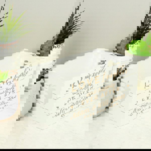 Personalised Memento Company Personalised Love Laughter & ... White Wooden Crate