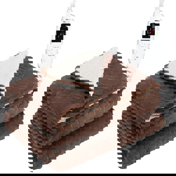 MONHOUSE Heated Electric Throw 9H Timer 9 Heat Setting Shearling Fleece Blanket