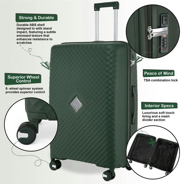 Infinity Luggage Dual 4 Wheel Robust Lightweight TSA Hard Shell Suitcase Luggage Travel Bags Set