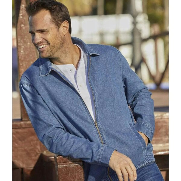 Atlas For Men Mens Zip Lightweight Denim Jacket - Blue