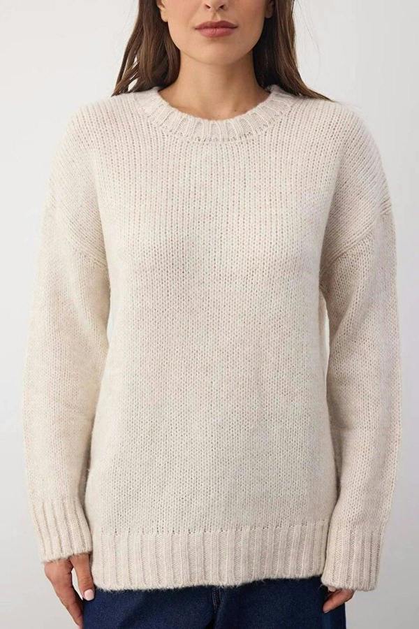 WOVCOR Soft-Textured Oversize Basic Knit Sweater