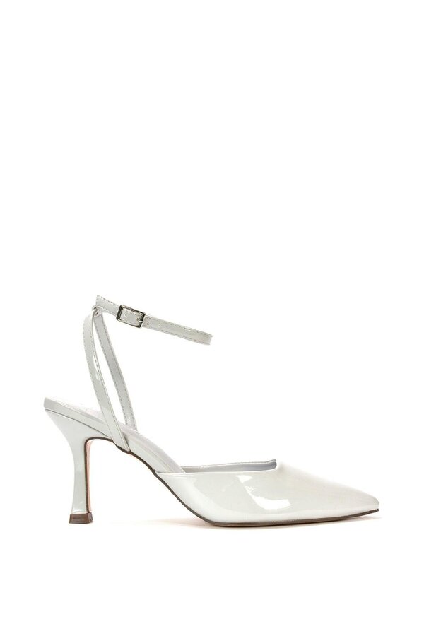 XY LONDON Pointed Toe Stiletto Heels With Ankle Strap - Grey