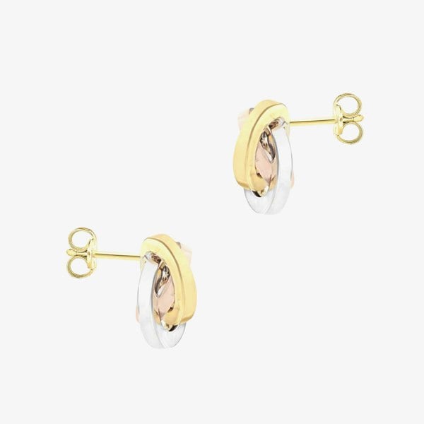 T. H. Baker 9ct Three Colour Gold Knot Stud Earrings 3.55.8269