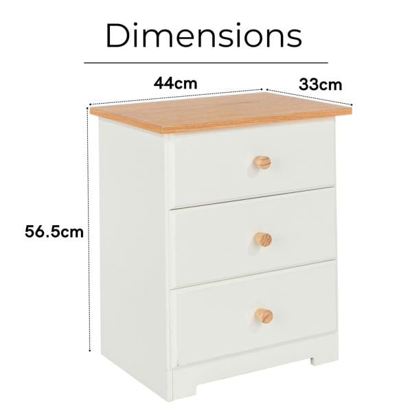 Core Products Set of 2 Colorado Rustic White 3-Drawer Bedside Cabinets