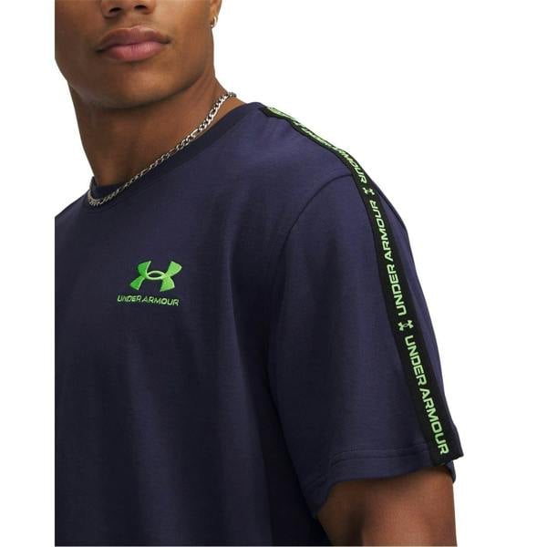 Under Armour Mens Icon Crew Neck Regular T-Shirt - Navy/Cyber Green - 