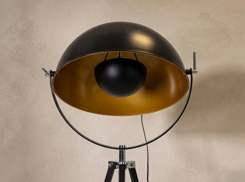 Angel Cerdá Floor lamp in black steel and polished gold steel 8105