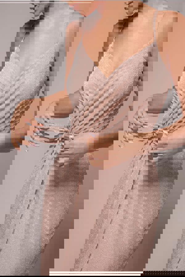 Wrap Style Spaghetti Strap Maxi With Split - Blush DR3137A