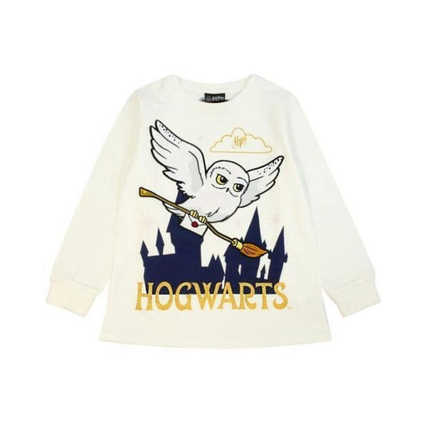 Harry Potter Girls Hedwig Fleece Long Pyjama Set - Off White/Navy