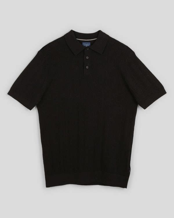 Steel & Jelly Textured Stripe Short Sleeve Polo Shirt