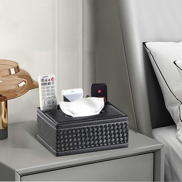 smartbies Leather Tissue Box Multifunctional Organizer – Tissue Box Holder Accessory