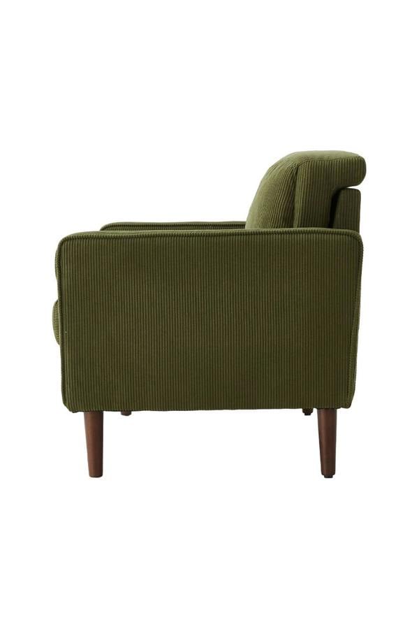 Living and Home Green Corduroy Upholstered Single Sofa Armchair