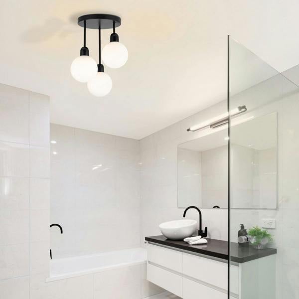 COSYLYTE Broome Bathroom 3 Light Opal Glass Ceiling Light