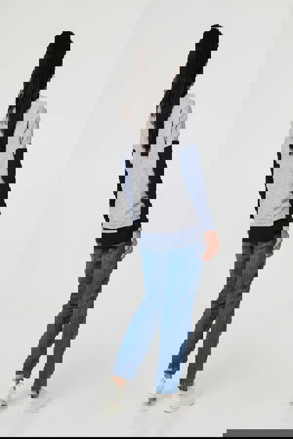 Navy | Geo Print Long Sleeve Drop Shoulder Top